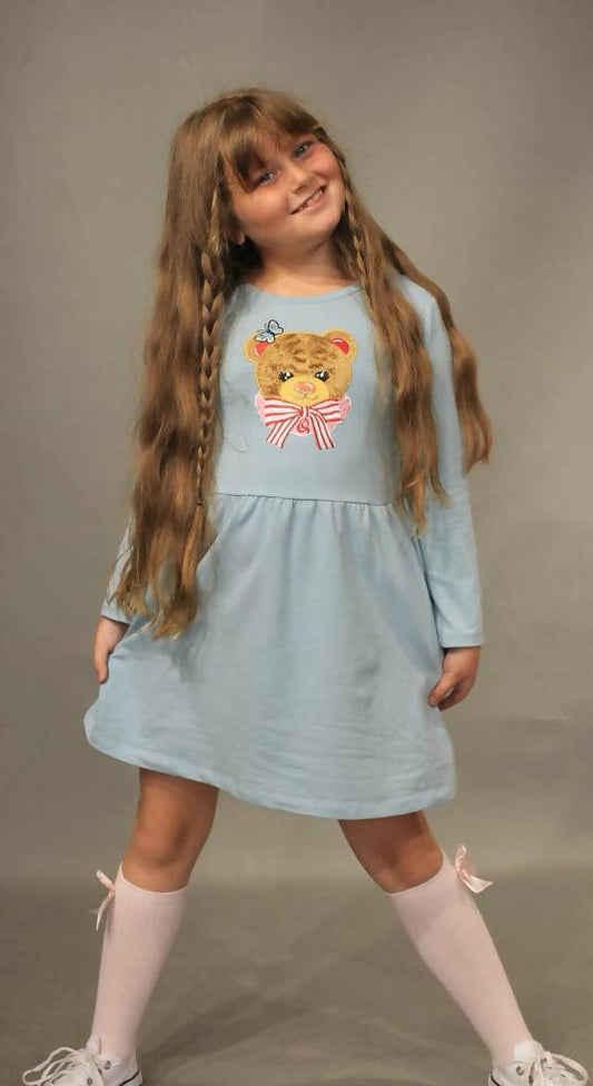 Teddy bear print Girl dress 3/7 years old