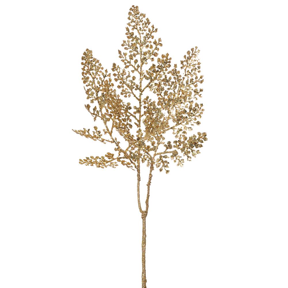 24" Sequin Fern Spray Gold