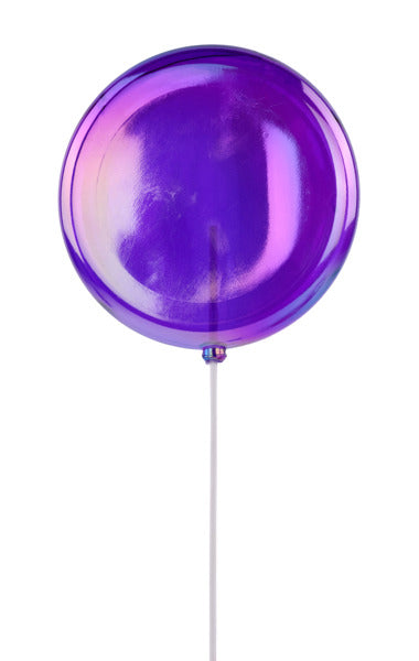 150MM IRID LOLLIPOP W/STICK, 13.75"OAL CLEAR IRID FUCHSIA