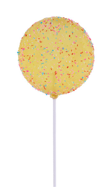 120MM GLITTER SPRINKLE LOLLIPOP W/STICK YELLOW