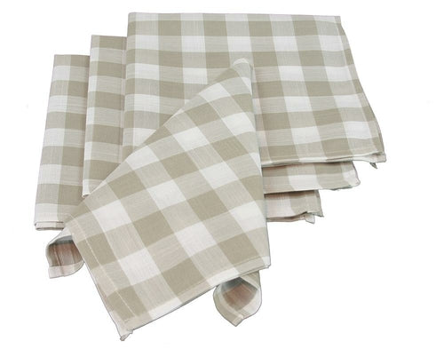 XD12008 Gingham Check Napkins, 20"x20",Set of 4