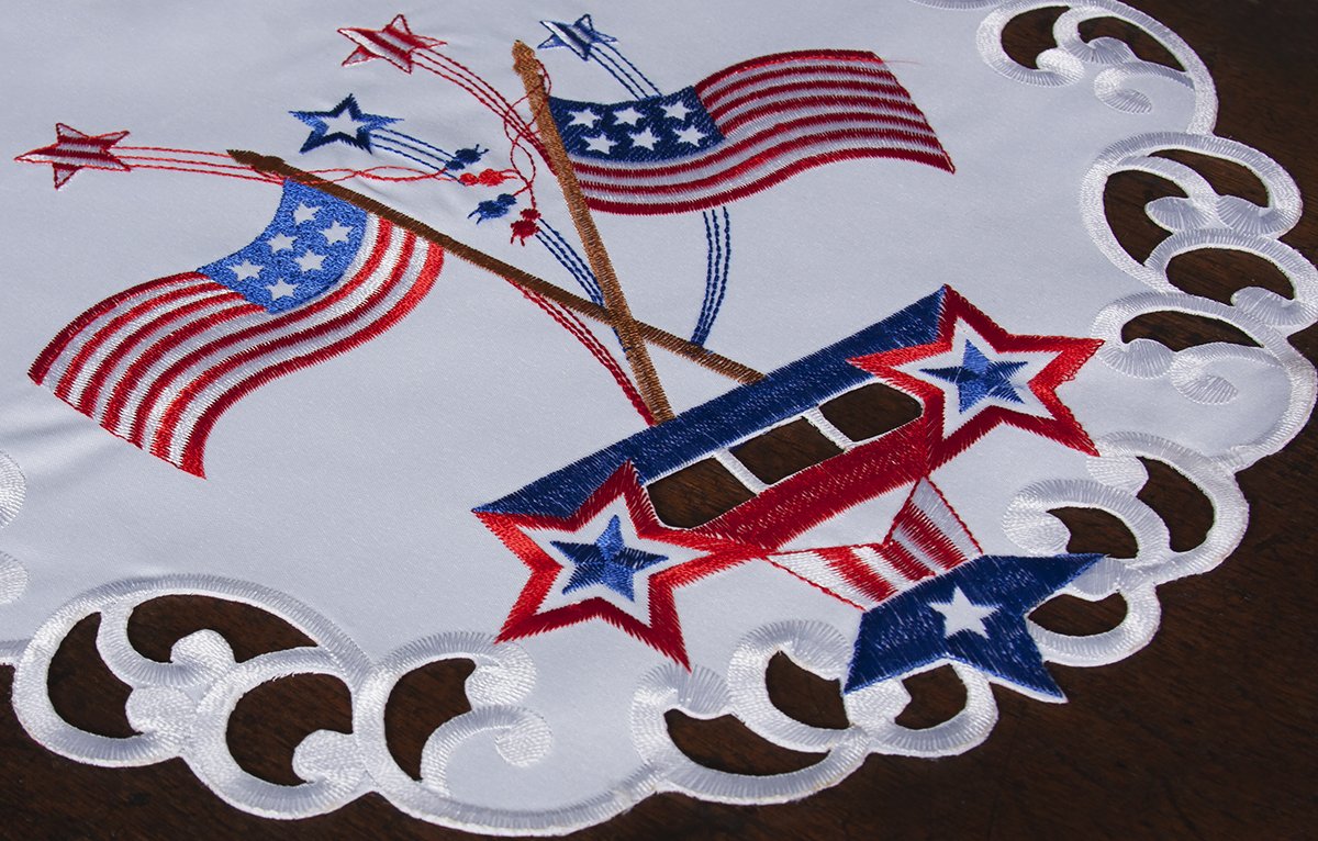 XD17105 Star Spangled Placemats, 15"Rnd, Set of 4 | Placemats | Kitchen + Metal