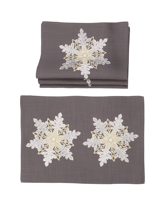 XD18903 Sparkling Snowflakes 14''x20'' Placemats, Set of 4 | Placemats | Kitchen + Metal