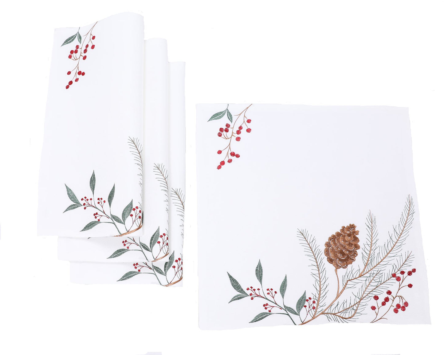 XD19819-Pinecone And Berry Embroidered Christmas Placemats 16 by