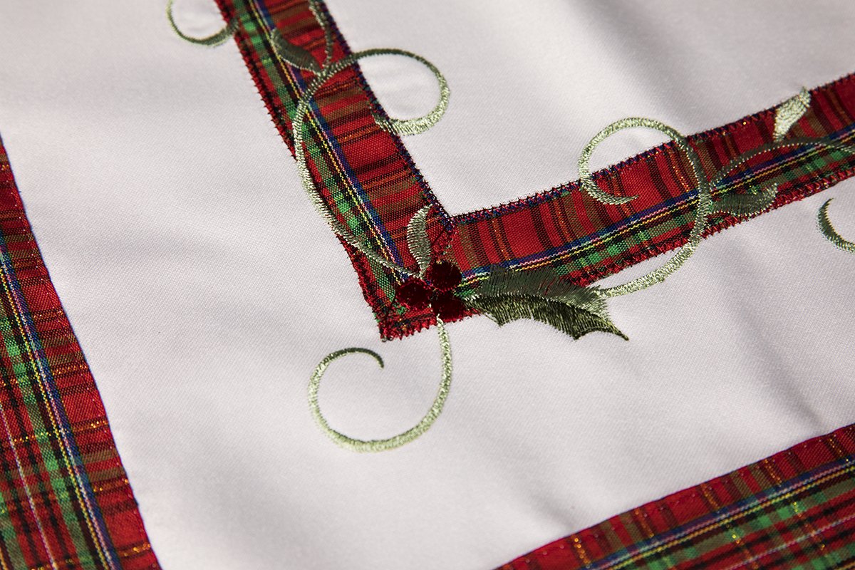 XD99904 Tartan Ribbon Table Topper, 36''x36'' | Tablecloth | Kitchen + Metal