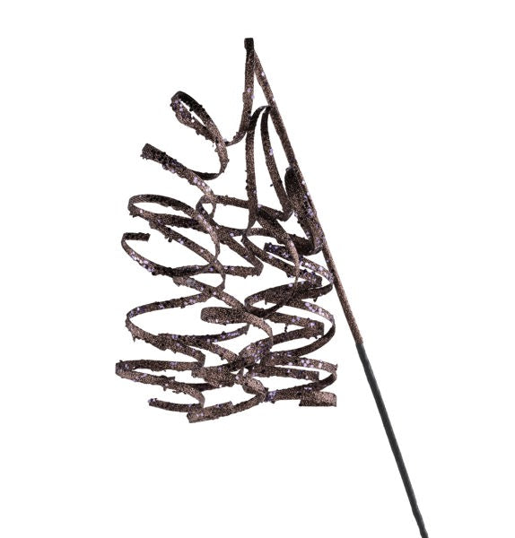 31"L CURLY GLITTER RIBBON SPRAY PEWTER