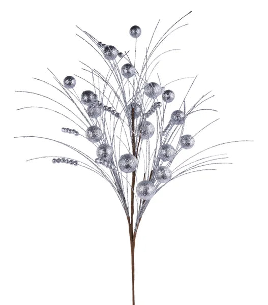 35"L BALL/MONOFILAMENT/BEAD SPIKE SPRAY SILVER