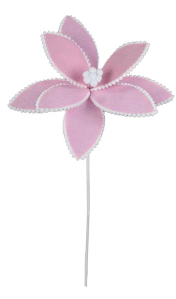12.25"DIA FELT POINSETTIA ON 19.5"L STEM PINK