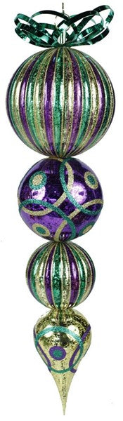22"L ANTIQUE LOOK BALL FINIAL ORNAMENT MARDI GRAS