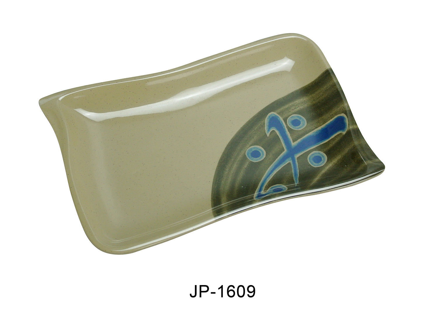 Yanco JP-1609 Japanese Rectangular Plate Wave Shape | Kitchen + Metal