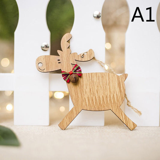 Xmas Tree Hanging DIY Wooden Ornaments Decal Elk