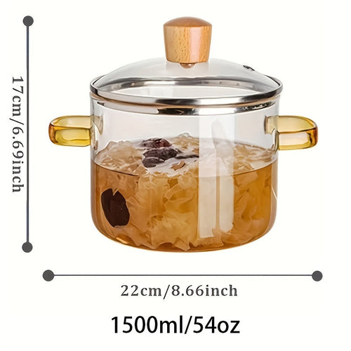 15L HeatResistant Borosilicate Glass Cooking Pot with Lid