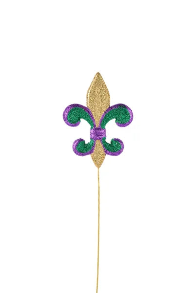 6" FLEUR DE LIS ON 10"L PICK MARDI GRAS