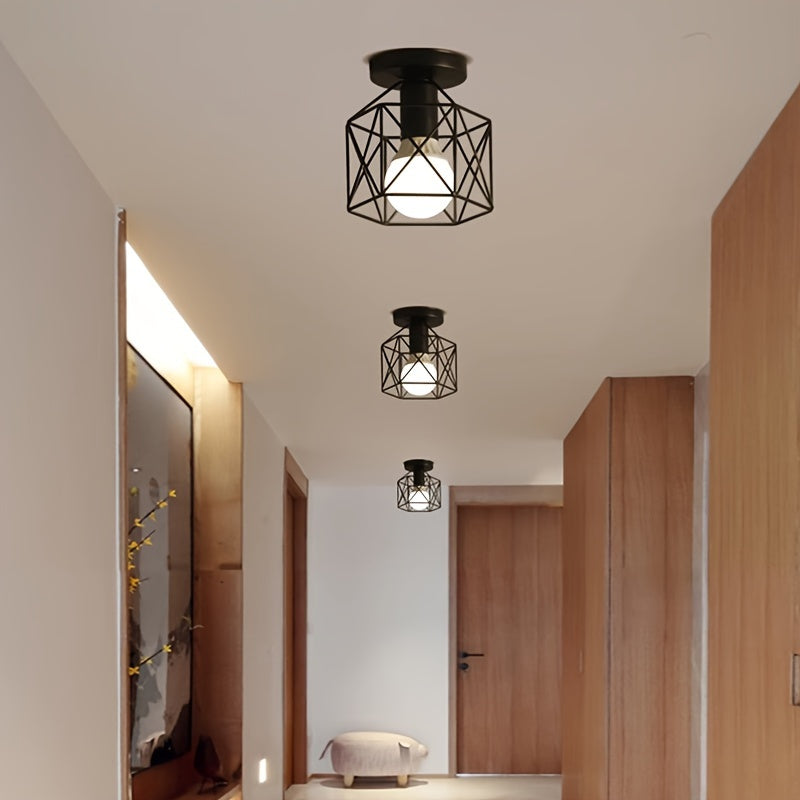 Modern Nordic Black Geometric Ceiling Light E27 Base