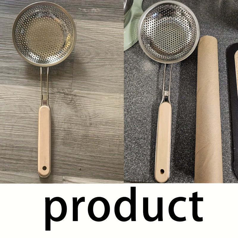 Stainless Steel Colander with Wooden Handle Essential Kitchen Skimmer
