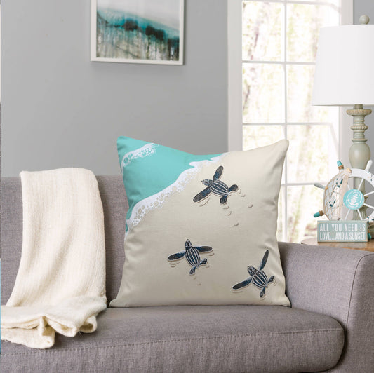 Leatherbacks Scurry Embroidered Indoor Cotton Pillow