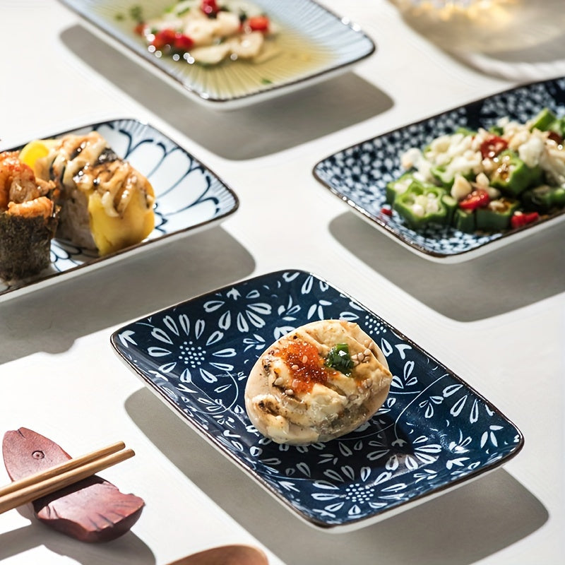 Boho Ceramic Sushi Dessert Plates Set of 4 Microwave Safe