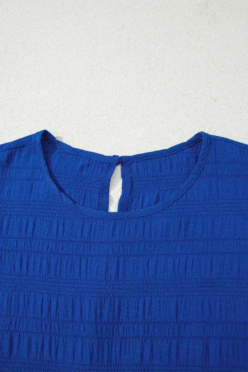 Dark Blue Textured Flutter Sleeve Ruffle Mini Dress
