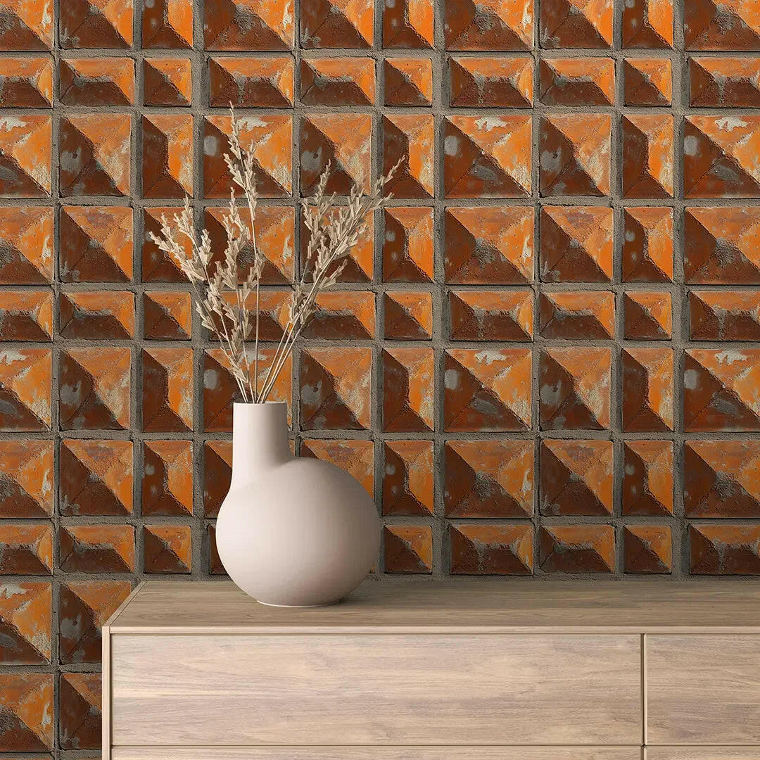 Sun-baked Terracotta Pyramid Wall