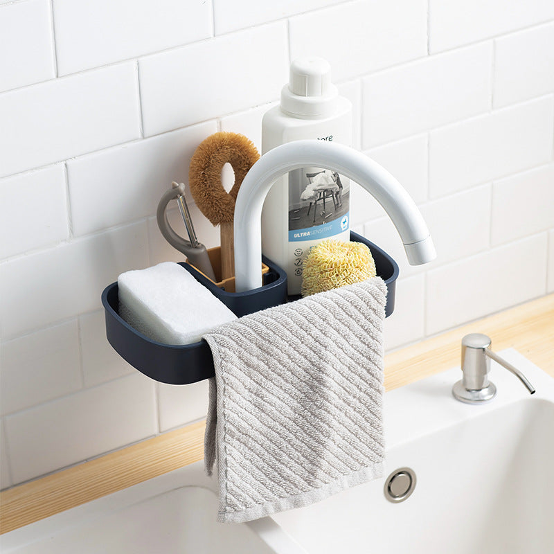 Sink Shelf Soap Sponge Drain Rack Storage Basket | Kitchen Essentials | Kitchen + Metal
