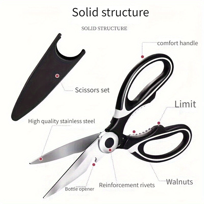 Multifunctional Stainless Steel Kitchen Scissors with Nut Bottle