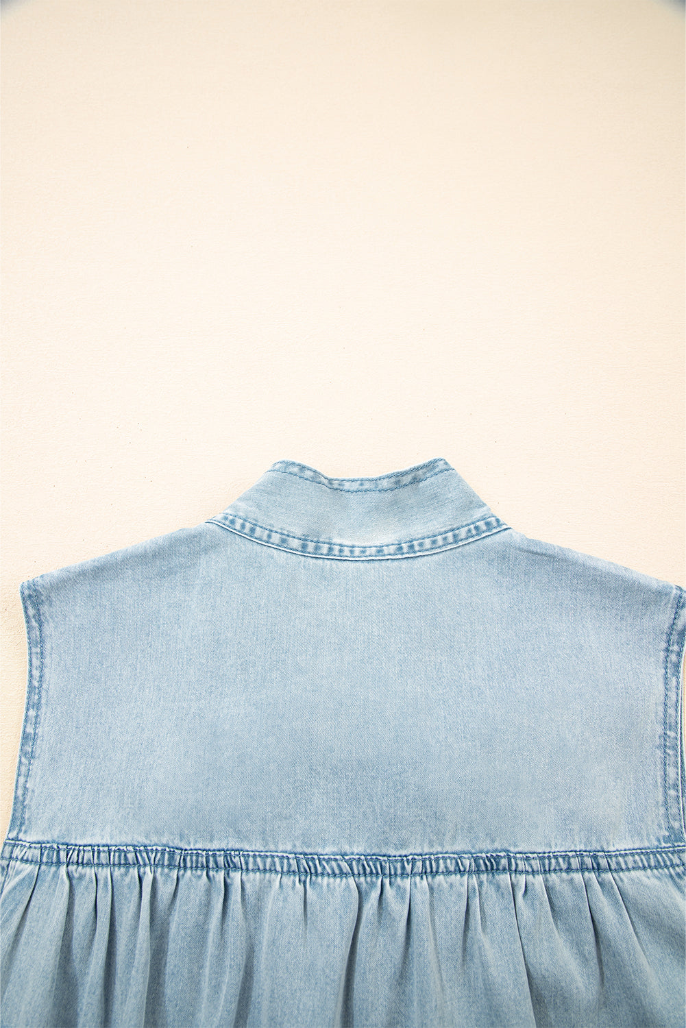 Beau Blue Bowknot Neck Ruffle Sleeveless Mini Dress
