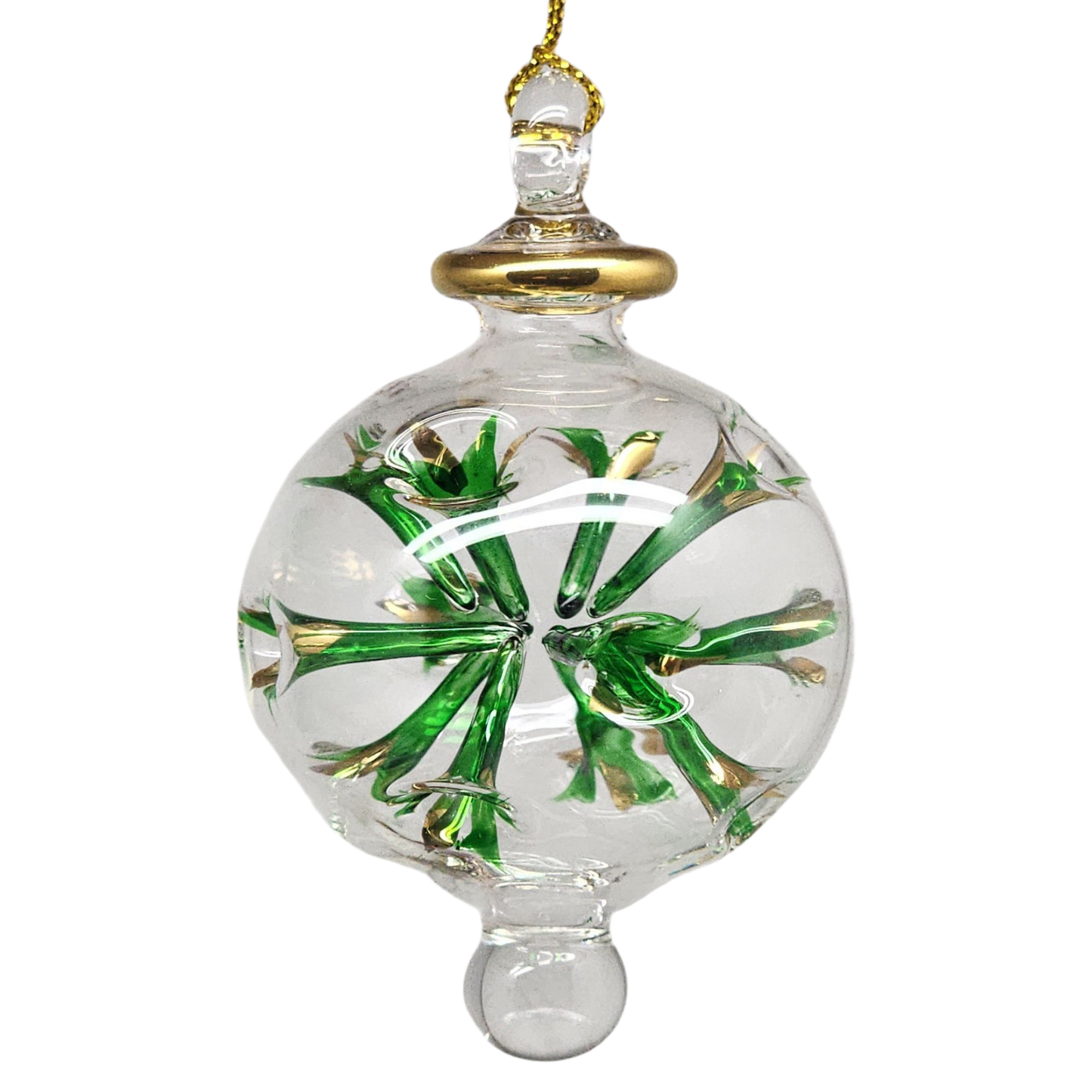 Blown Glass Pierced Starburst Ornament - Green
