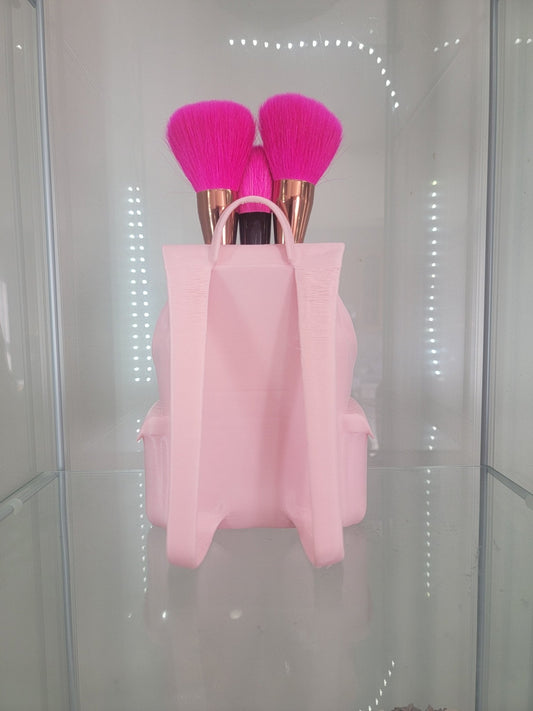 Adorable Pink Backpack Makeup Brush Holder - Stylish Organizer for Glam Lovers