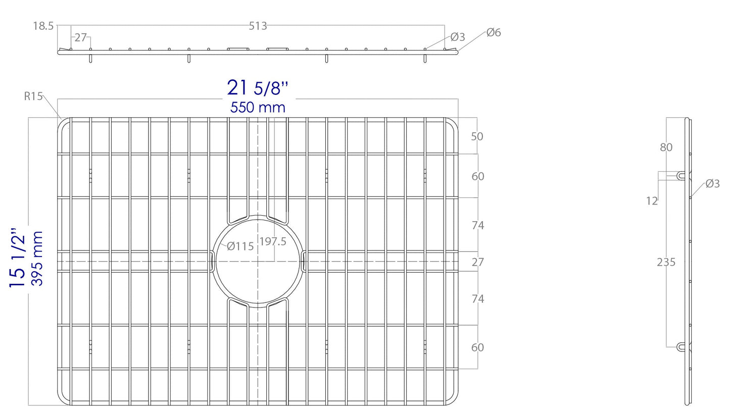 ALFI brand ABGR24 Solid Stainless Steel Kitchen Sink Grid for ABF2418 Sink