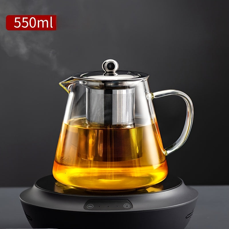 Elegant Floral Glass Teapot with Durable Infuser Dishwasher Safe