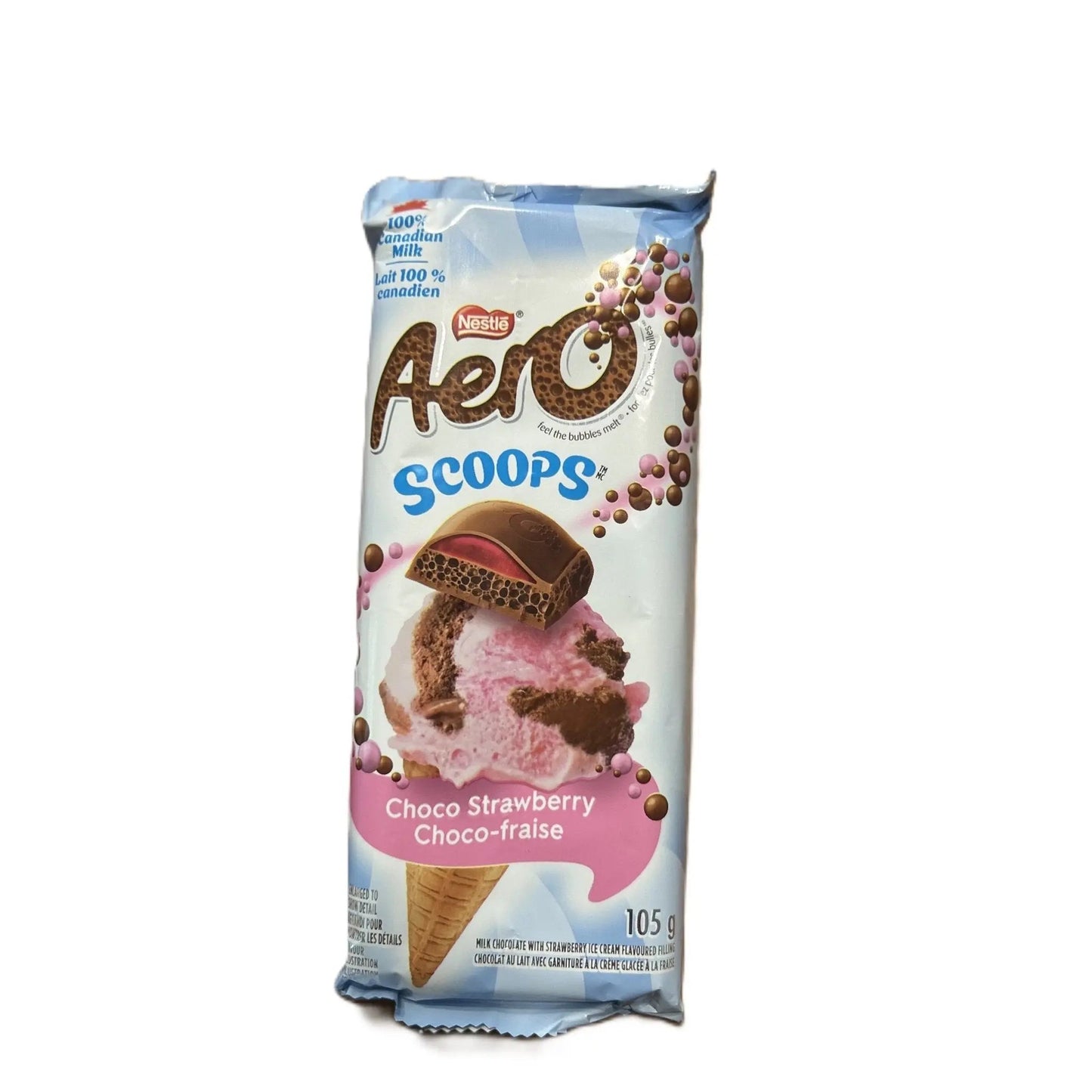 Aero Scoops Choco Strawberry – Light & Creamy Chocolate Bar with Strawberry Flavour 120g (Canada)