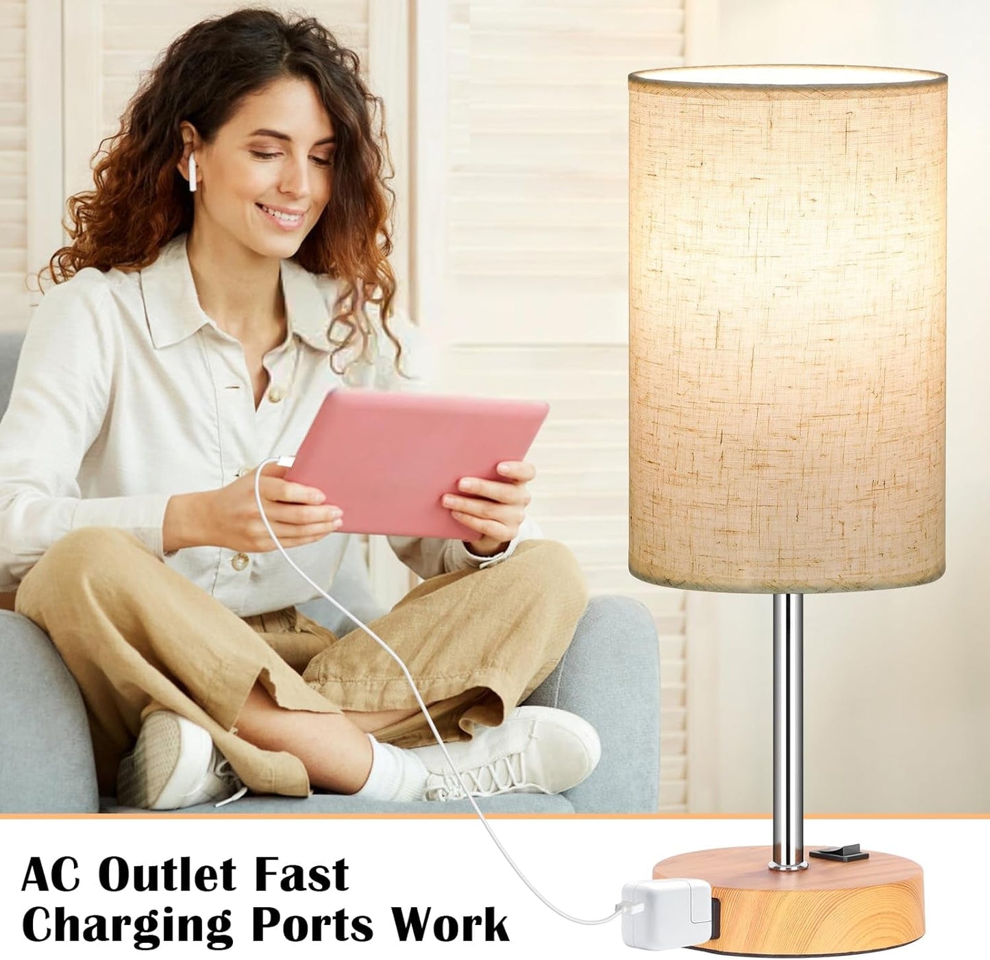 Table Lamp for Bedroom Set of 2, Bedside Small Lamps with 3 Way | Lighting | Kitchen + Metal