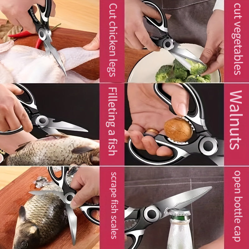 Multifunctional Stainless Steel Kitchen Scissors with Nut Bottle