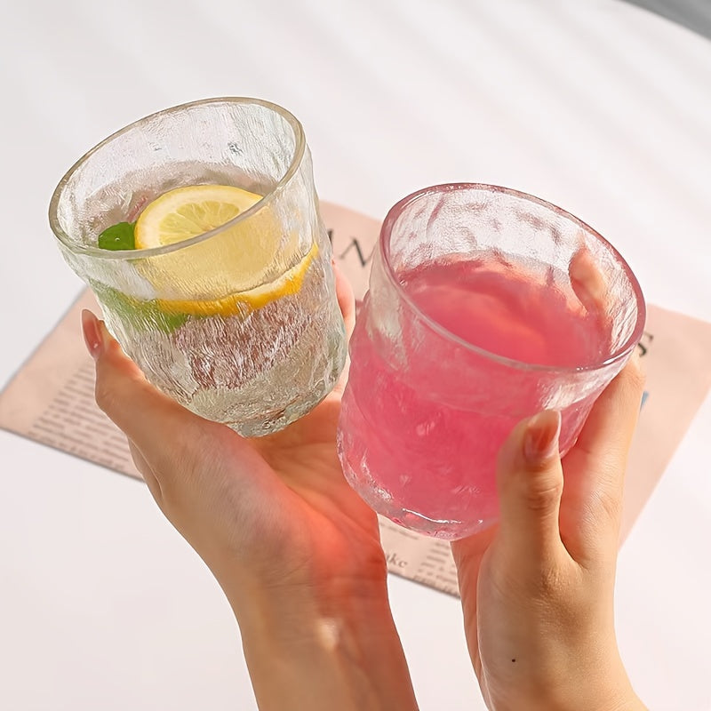 6pcs Glacier Pattern Glass Cup Set - Nordic Style Gradient Frosted