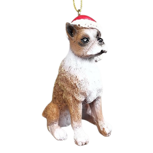 Dog in a Santa Hat Ornament - Pit Bull