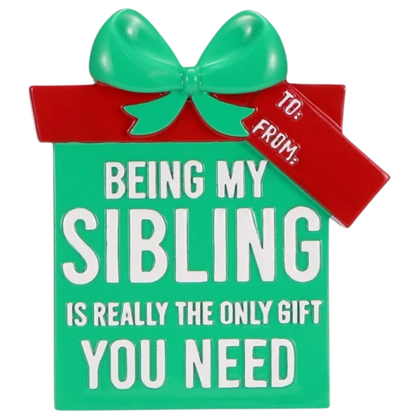 Sibling Gift Box Red & Green Ornament