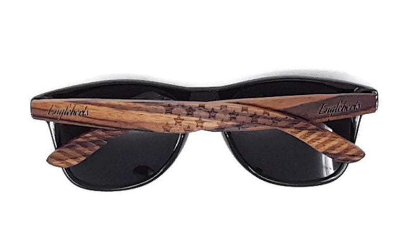 Zebrawood Sunglasses, Stars and Bars, Polarized, Handcrafted | Kitchen + Metal
