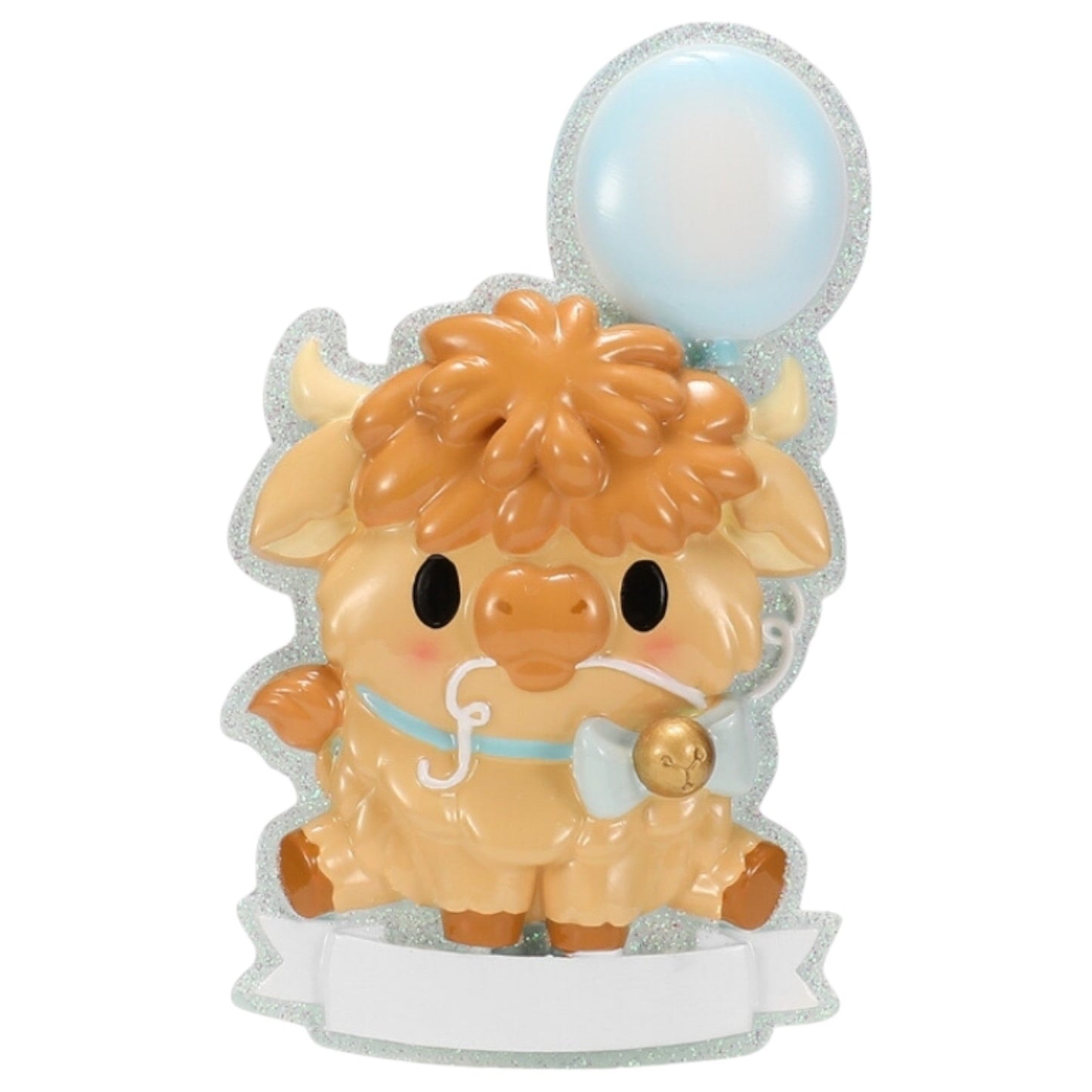 Highland Cow Cutesy Blue Baby Ornament