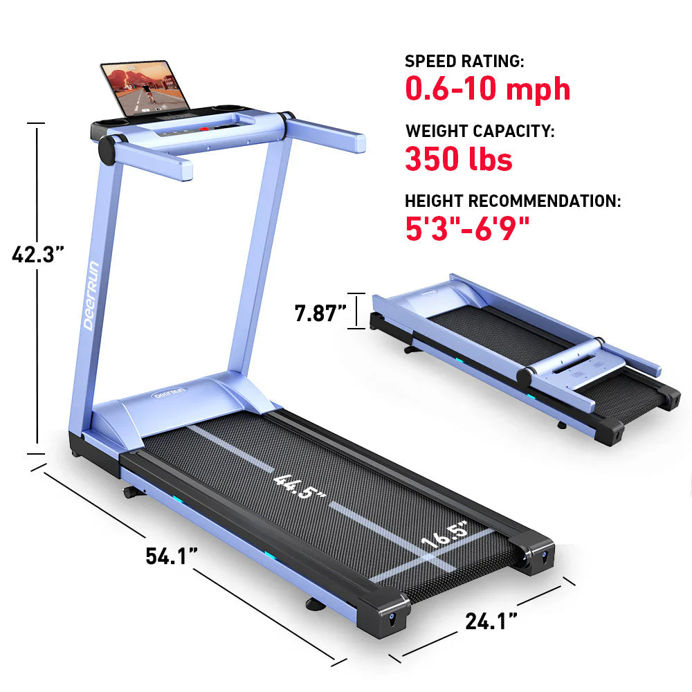 DeerRun A1 Pro Move+ 6% Incline Foldable Treadmill——2025 Upgraded Chip & NFC Support | 350Lbs, 10mph