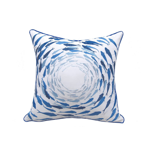 Azure Fish School Indoor/Outdoor Throw Pillow