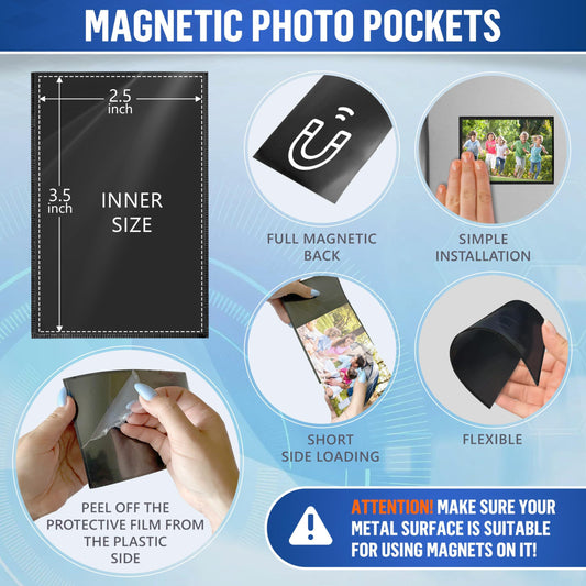 15 Pack 2.5 x 3.5 Magnetic Picture Frames for Refrigetator Wallet