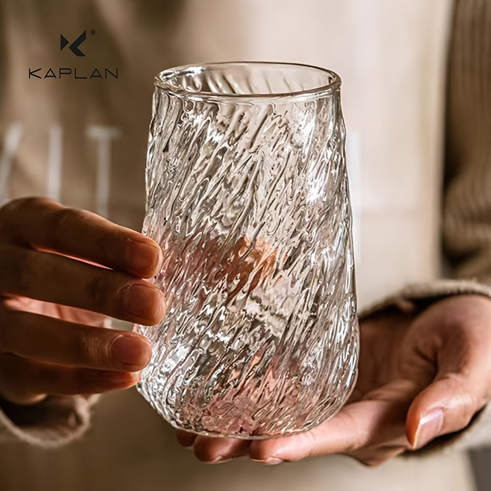 1pc Glacier Ribbed Glass Coffee Mug - Large Capacity Iced Coffee Latte