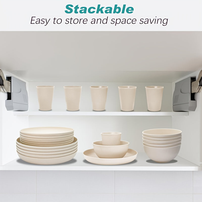 Yuhuphyllic 24Piece Durable Dinnerware Set for Camping Dorms