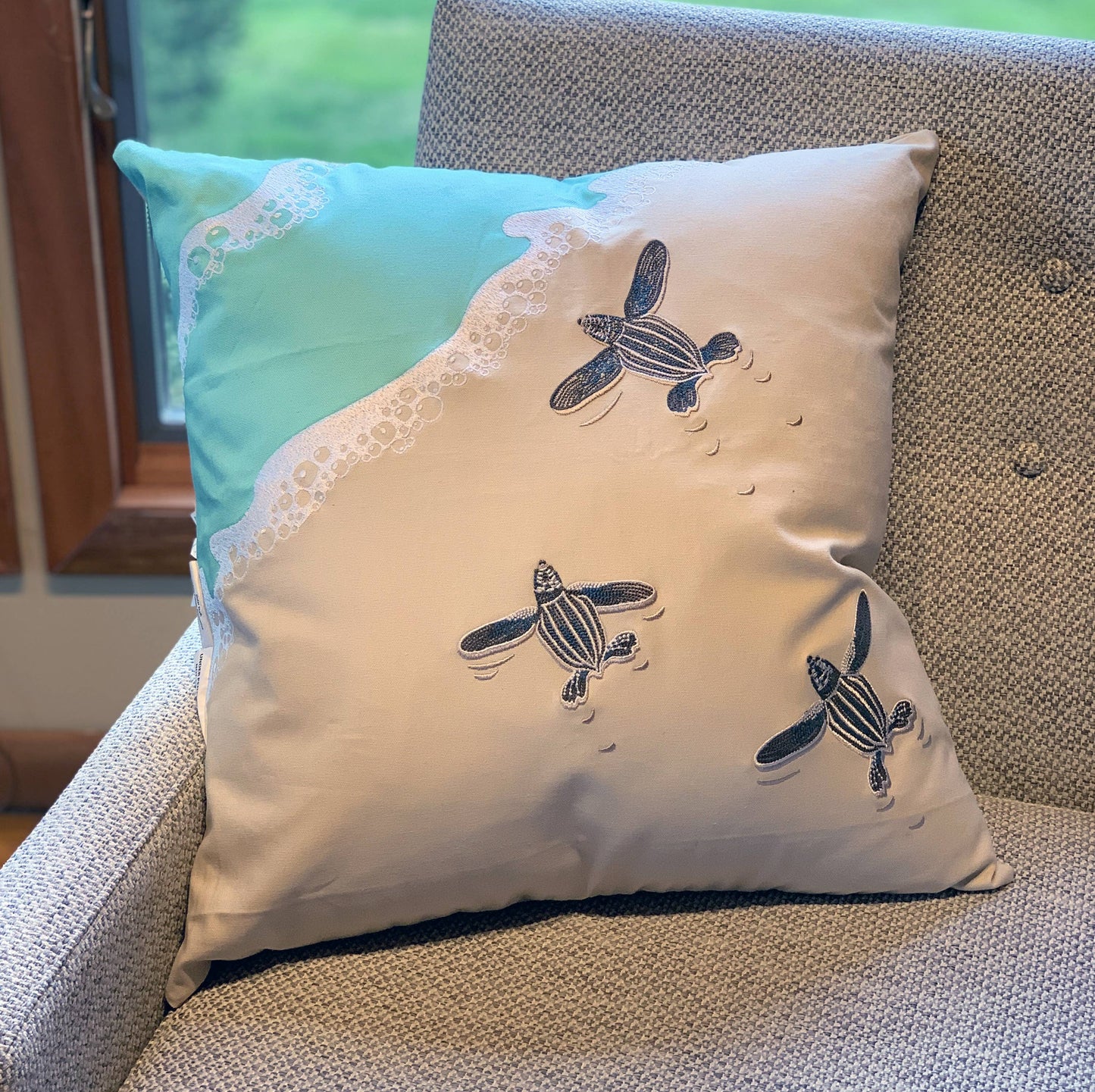 Leatherbacks Scurry Embroidered Indoor Cotton Pillow