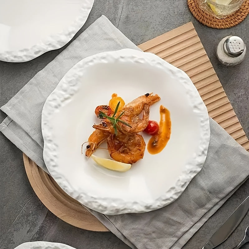 Elegant Textured Ceramic Dinner Plate HeatResistant LeakProof