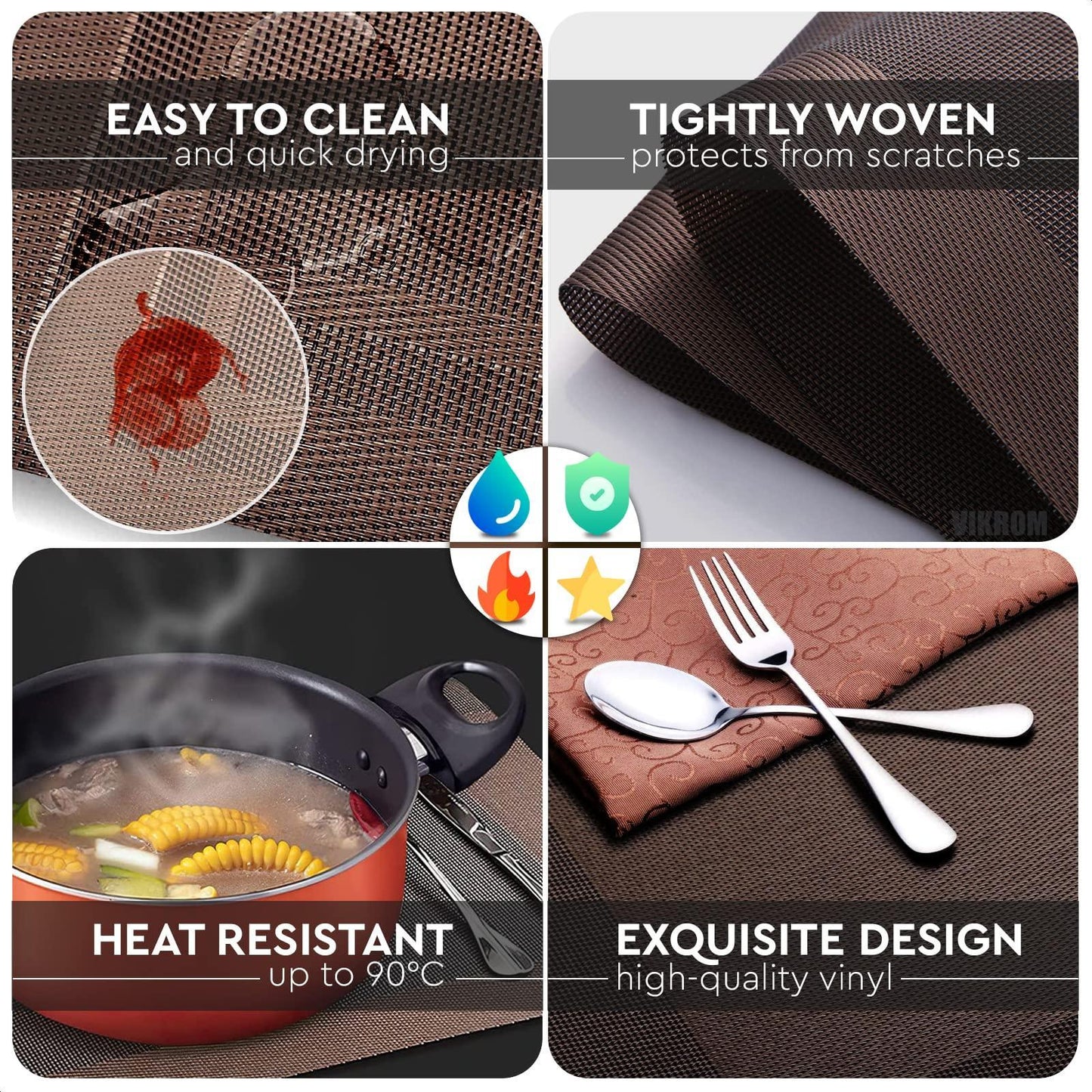 Placemats for Dining Table Set of 8 Table Mats Washable Placemats |