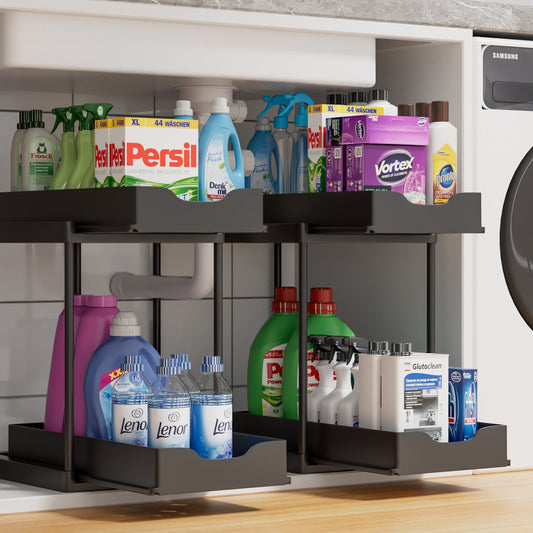 Space-Saving Pull-Out Double Layer Under Sink Organizer