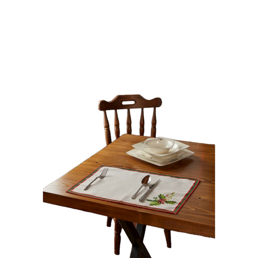 Holly Berry and Greenery Pattern Placemats - Nature Inspired