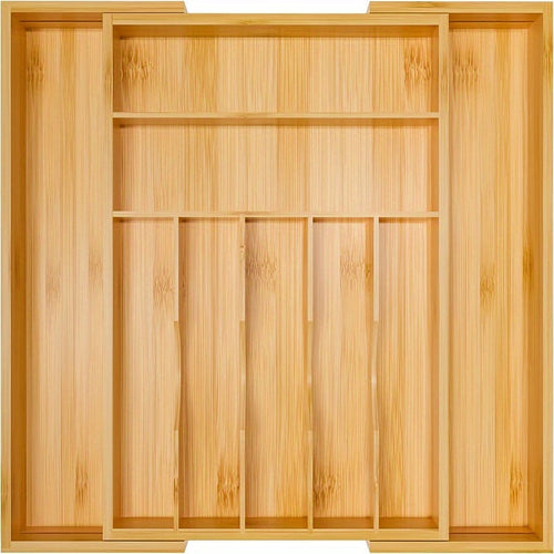 Bamboo Silverware Organizer - Expandable Kitchen Drawer and Cutlery | Silverware | Kitchen + Metal