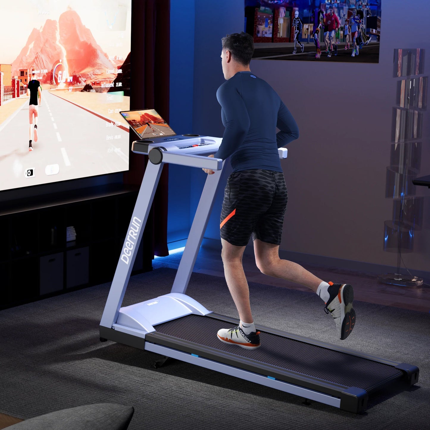 DeerRun A1 Pro Move+ 6% Incline Foldable Treadmill——2025 Upgraded Chip & NFC Support | 350Lbs, 10mph Blue